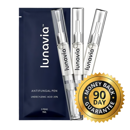 lunavia™ Antifungal Pen | Cures Most Athlete's Foot, Jock Itch, and Ringworm | 25% Undecylenic Acid with added Tea Tree, Jojoba, Clove Bud Oils & Aloe 3 Pack