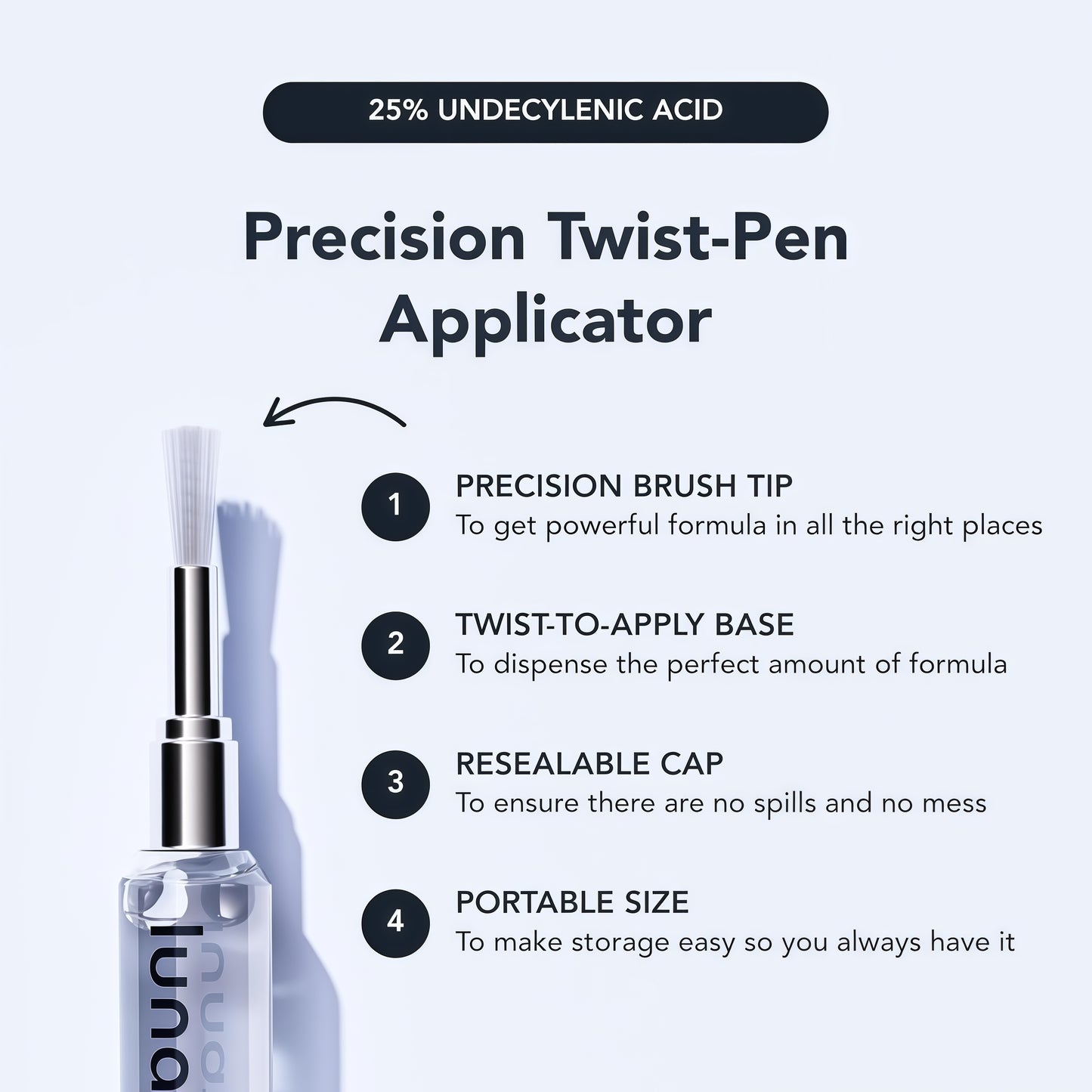 lunavia™ Antifungal Pen | Cures Most Athlete's Foot, Jock Itch, and Ringworm | 25% Undecylenic Acid with added Tea Tree, Jojoba, Clove Bud Oils & Aloe 3 Pack